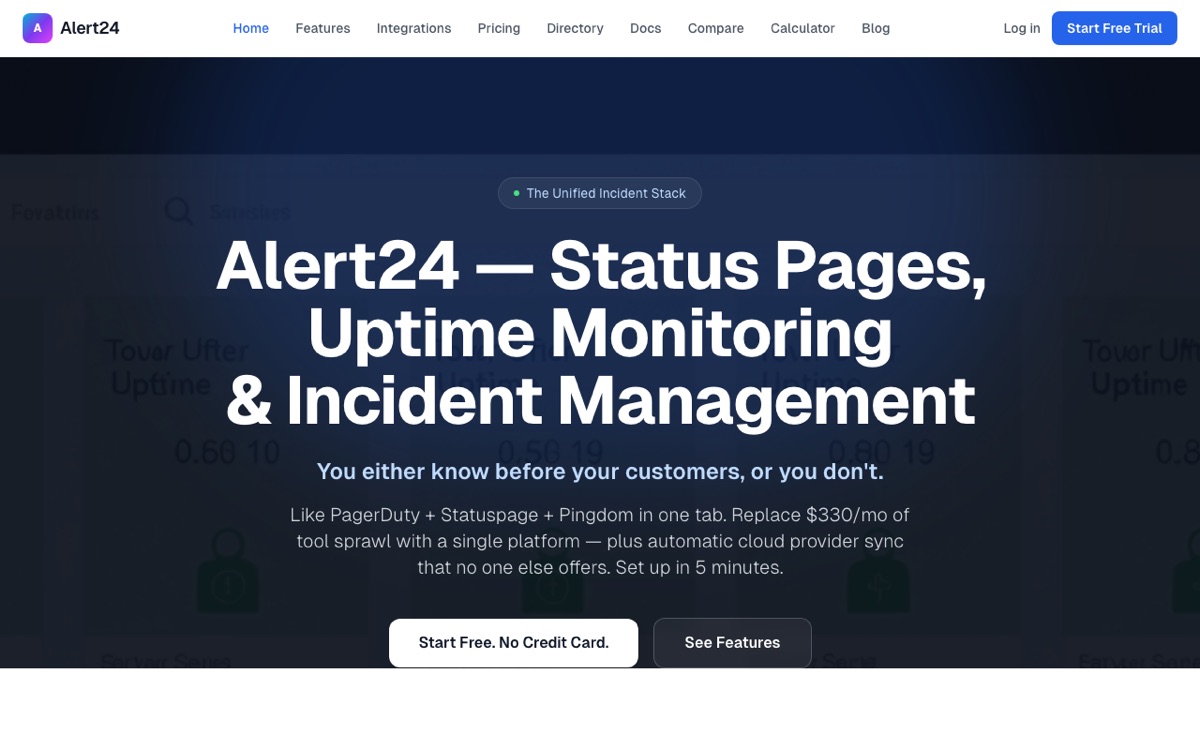 Alert24 homepage screenshot